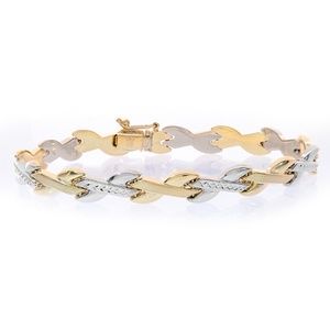 8.1mm 14K Two Tone Gold Braided Link Bracelet
